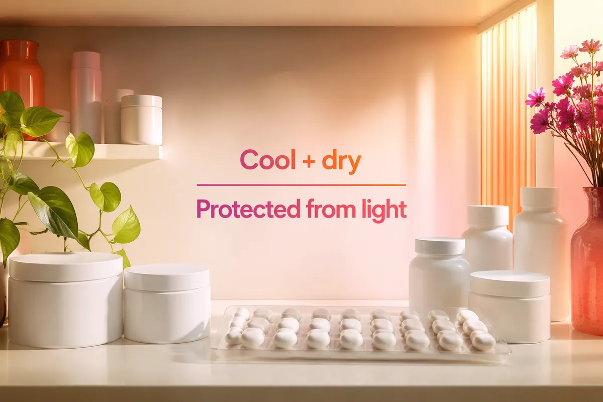 Capsule and tablet packaging: the finished format most DAO ingredient buyers produce, stored cool, dry and away from light
